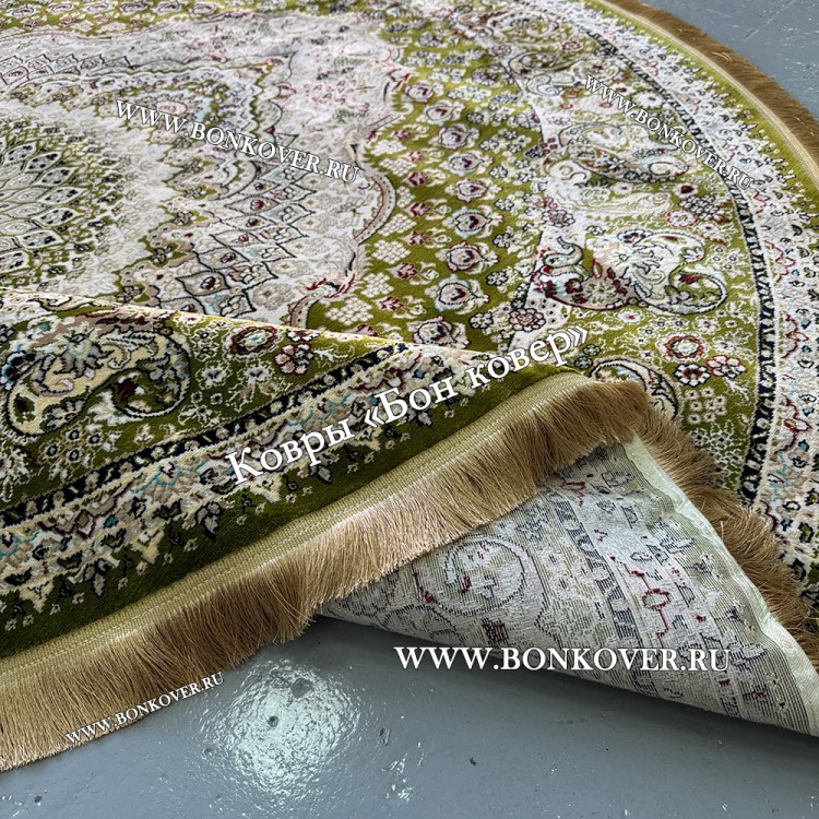 Восточный Ковер Для Гостиной Медальон Дизайн 30298 Зеленый круг