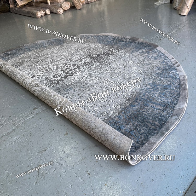 Турецкий Ковер Для Гостиной Дизайн 31 Синий с Серым Круг